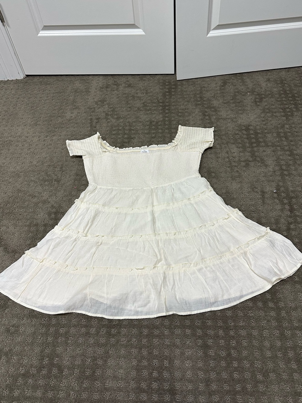 Le Lis Cream Tiered Mini Dress
